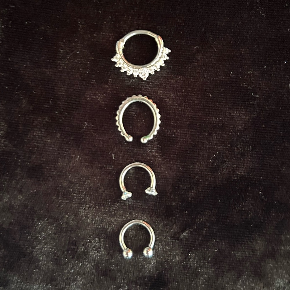Silver Toned Septum Nose Rings 4pc NWOT